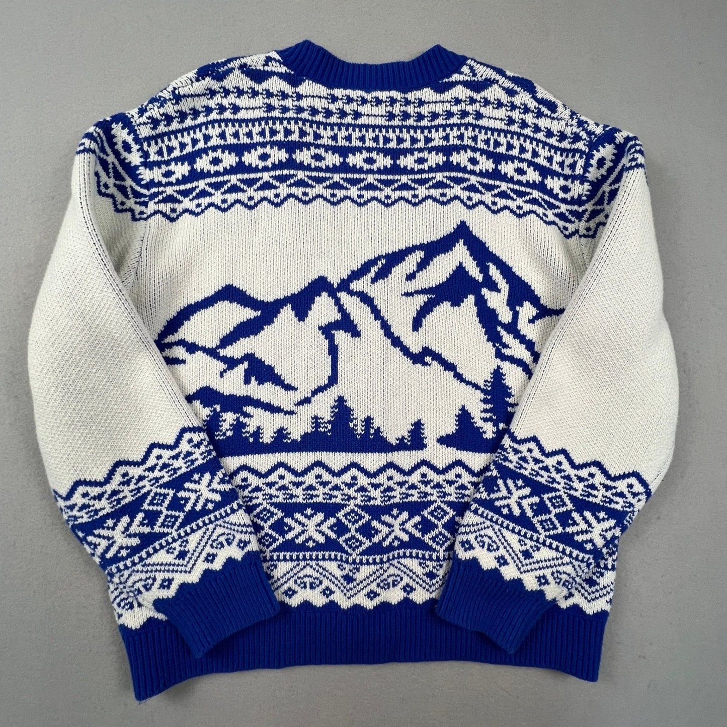 Original Use Cardigan Sweater Womens Medium Blue White Mountain Fair Isle Knit