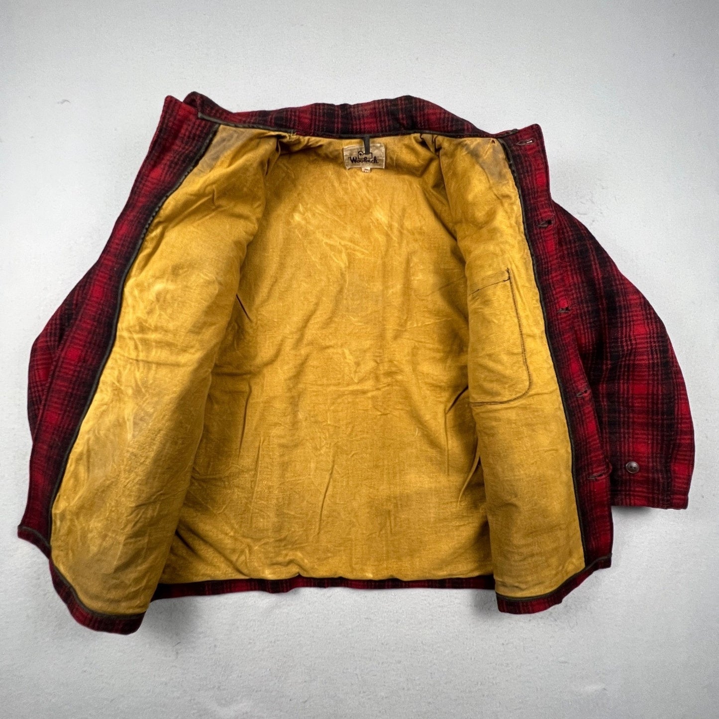 Vintage Woolrich Wool Plaid Hunting Jacket Mens 46 Red Mackinaw Coat Outdoor