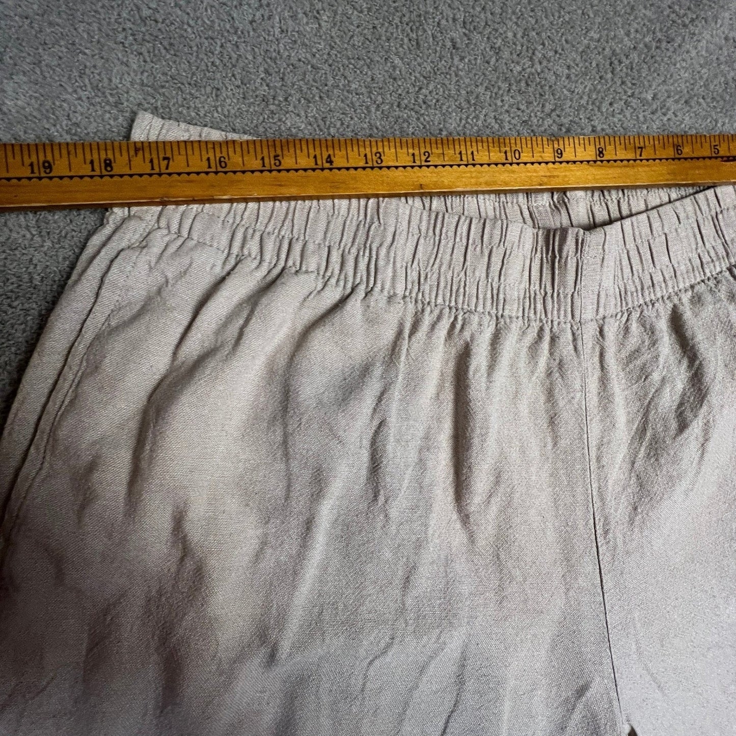 Linen Blend Wide Leg Pants XL High Rise Pull On Elastic Waist Beige Old Navy