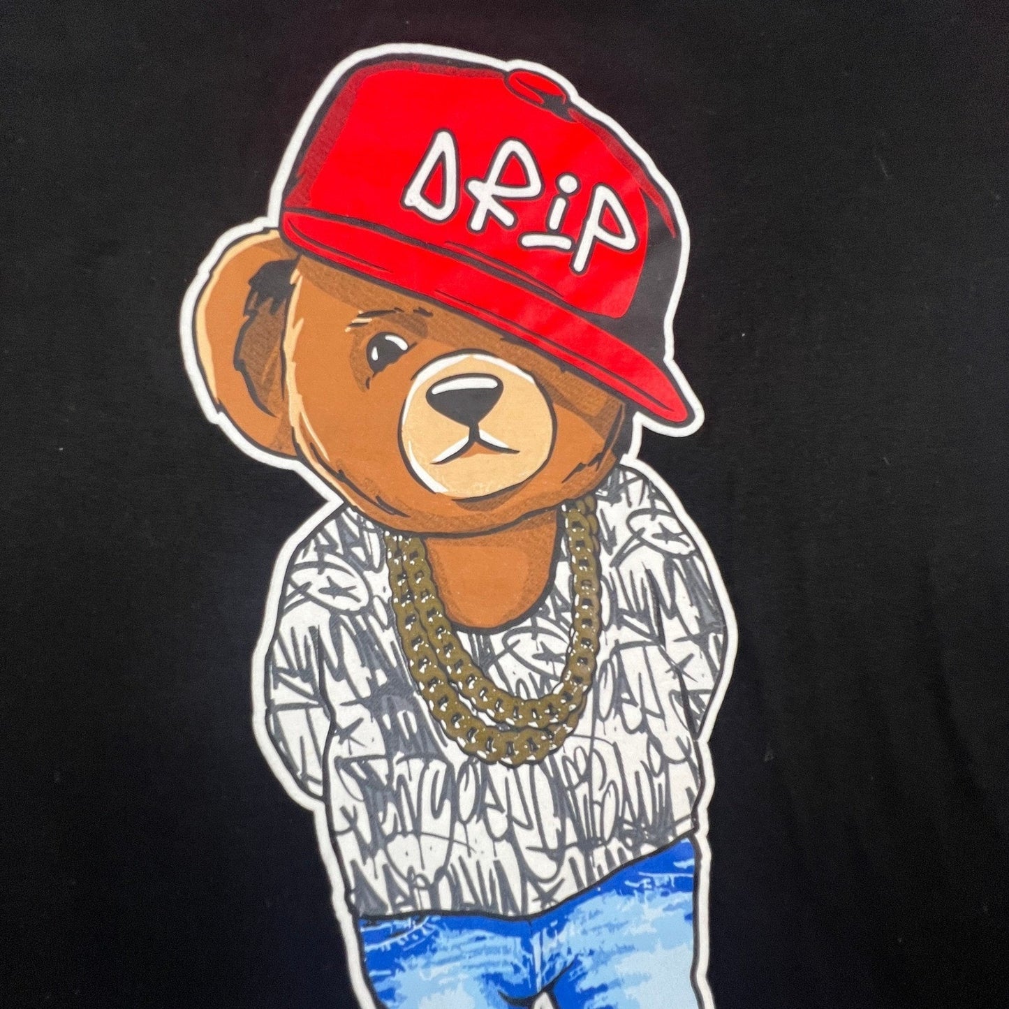 Launder Graphic Tee Mens XL Black Red Drip Bear Streetwear Graffiti Ringer Shirt