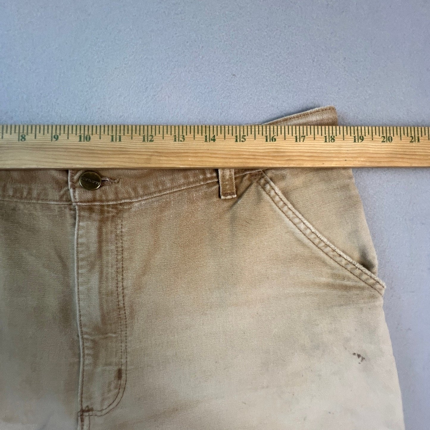 Carhartt B11 BRN Carpenter Pants Mens 38x32 Canvas Distressed Workwear Faded