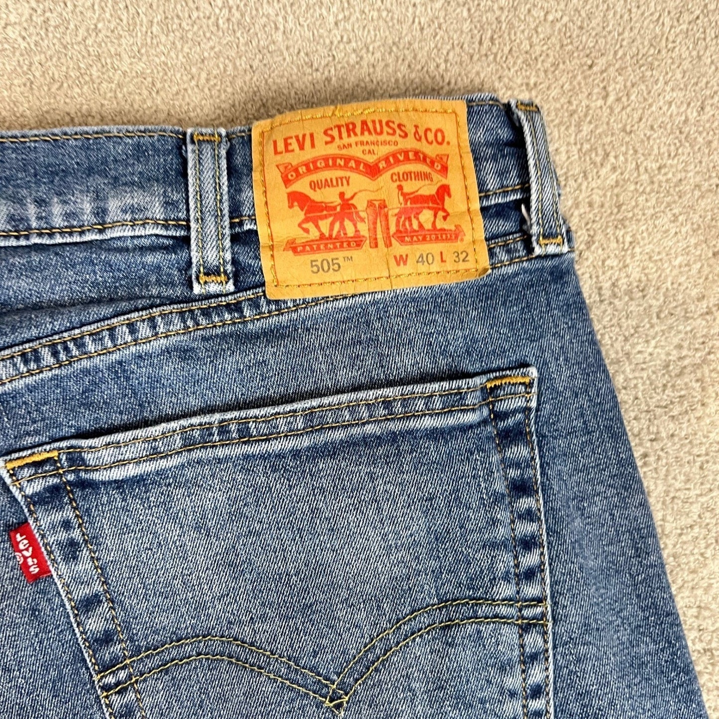 Levi's 505 Jeans Men's 40x32 Blue Denim Stretch Straight Leg