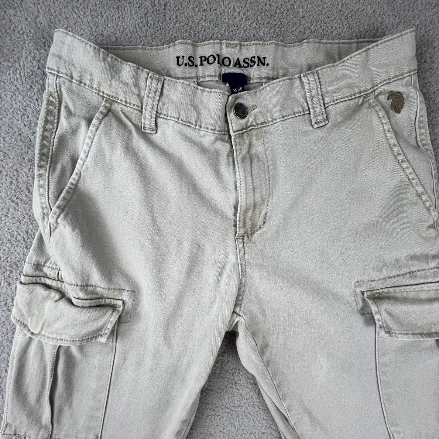 Vintage US Polo Assn. Mens 30 x 32 Stretch Cargo Pants Khaki Ralph Lauren