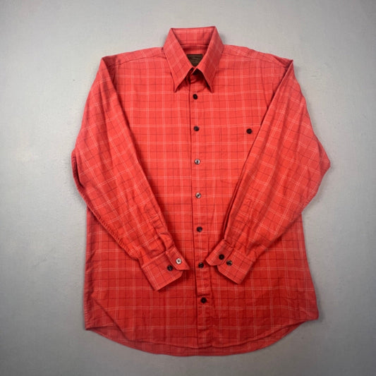 Scott Barber Button Down Shirt Mens M Red Windowpane Plaid Cotton Casual