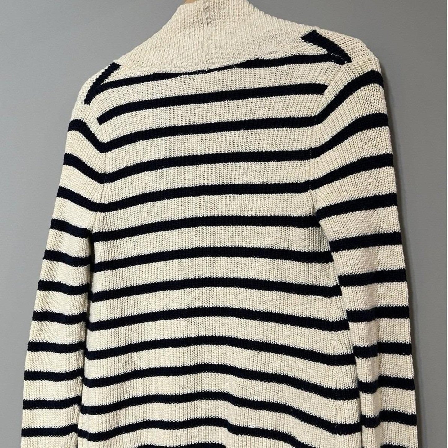 L.L.Bean Nautical Stripe Cardigan Womens XS Shawl Collar Coastal Preppy
