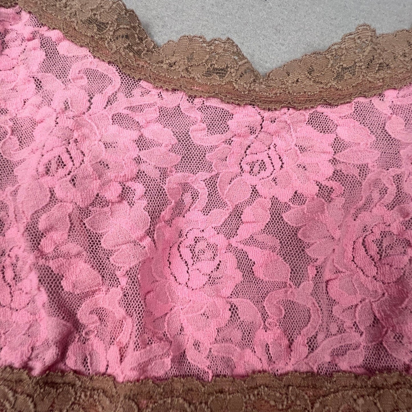 VTG Y2K Babydoll Camisole Women S Pink Brown Lace Mesh Chemise Nightgown
