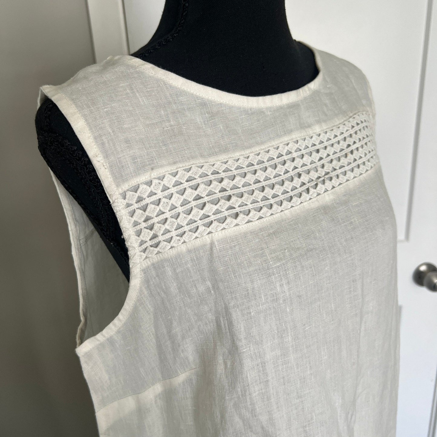 NWT 100% Cotton Shift Dress Large White Crochet Lace Cotton Sleeveless Boho Midi