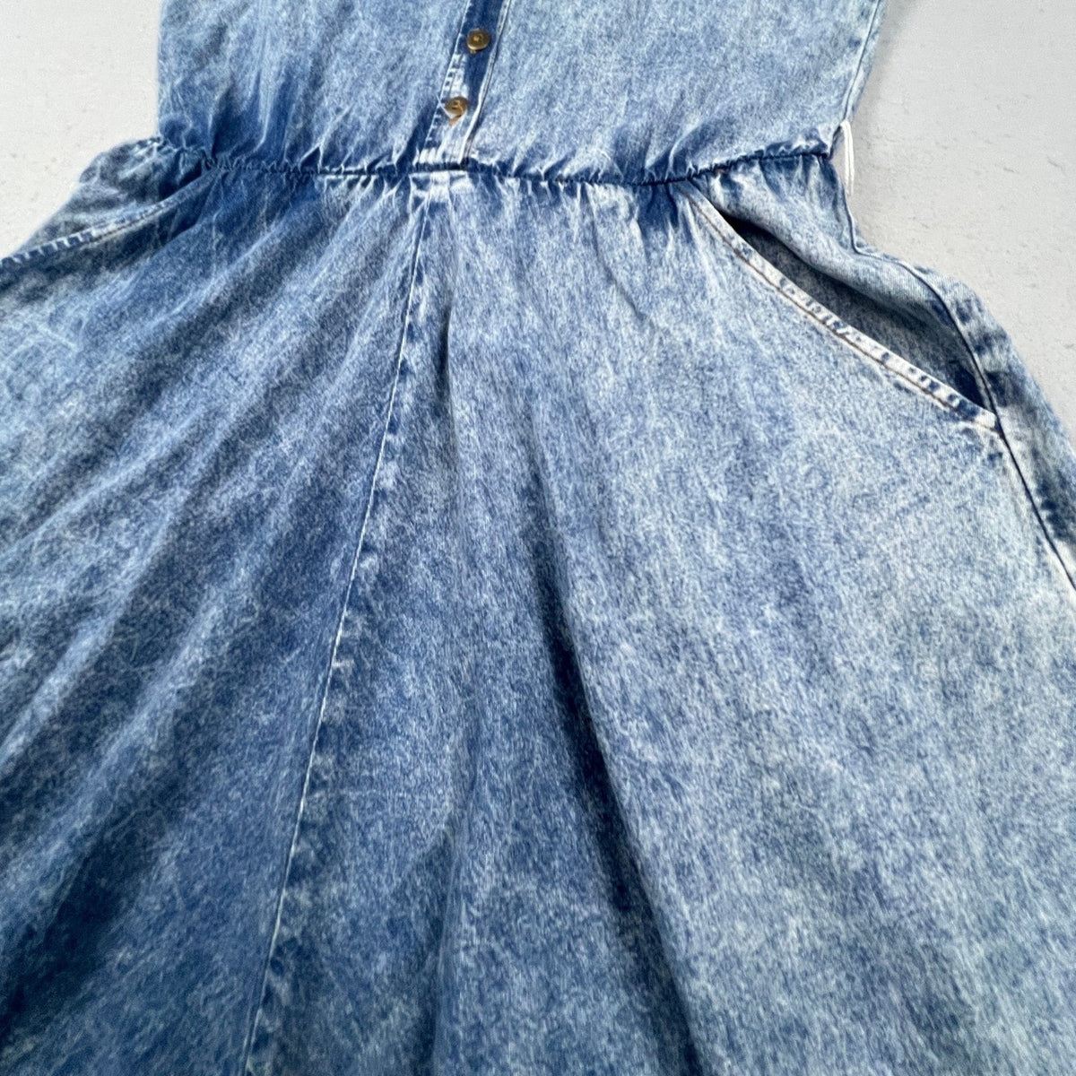 Ransom Denim Dress Women M Blue Acid Wash Button Front Midi 90s Vintage USA