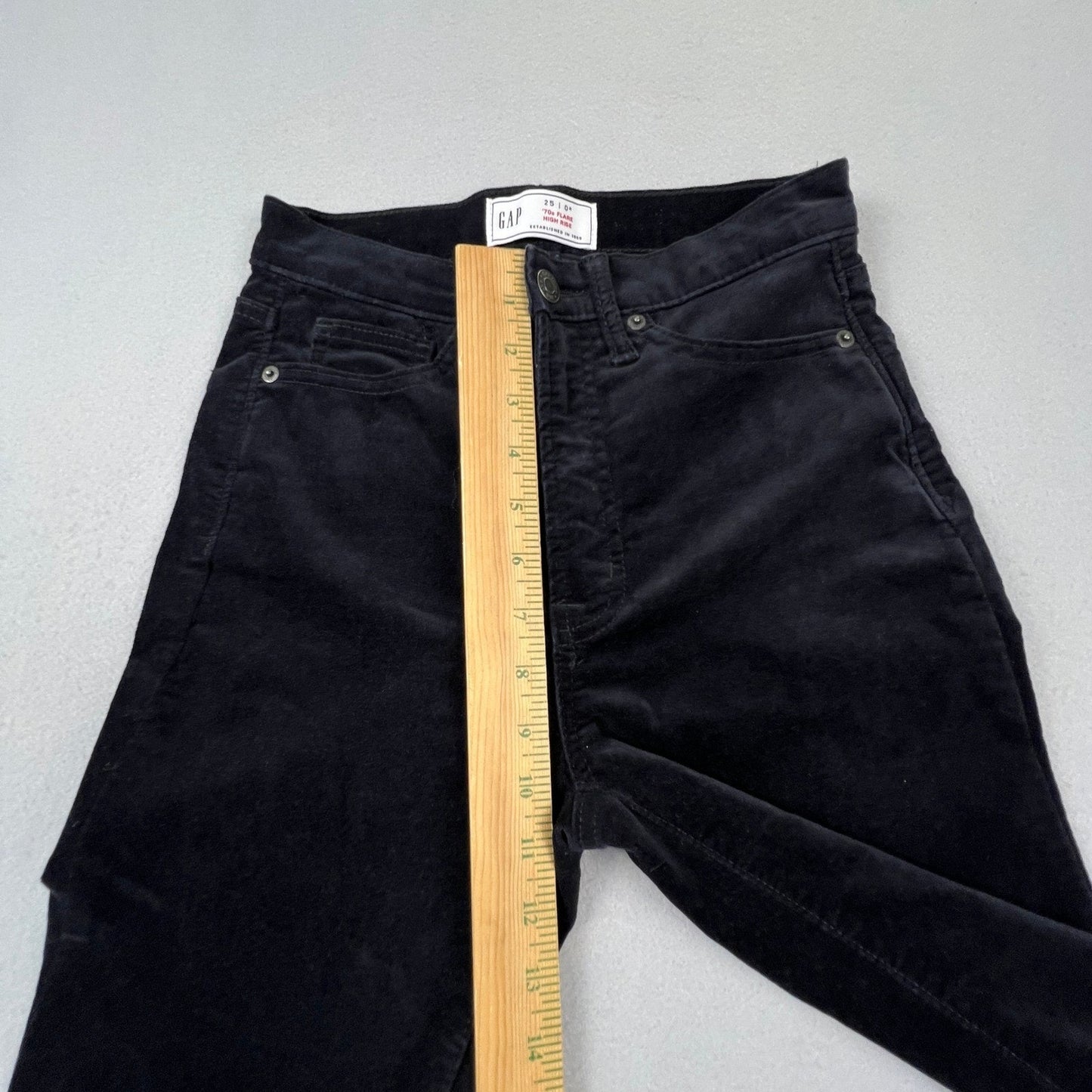 Gap Corduroy 70s Flare Pants Womens 25/0R Black High Rise Retro Boho Stretch