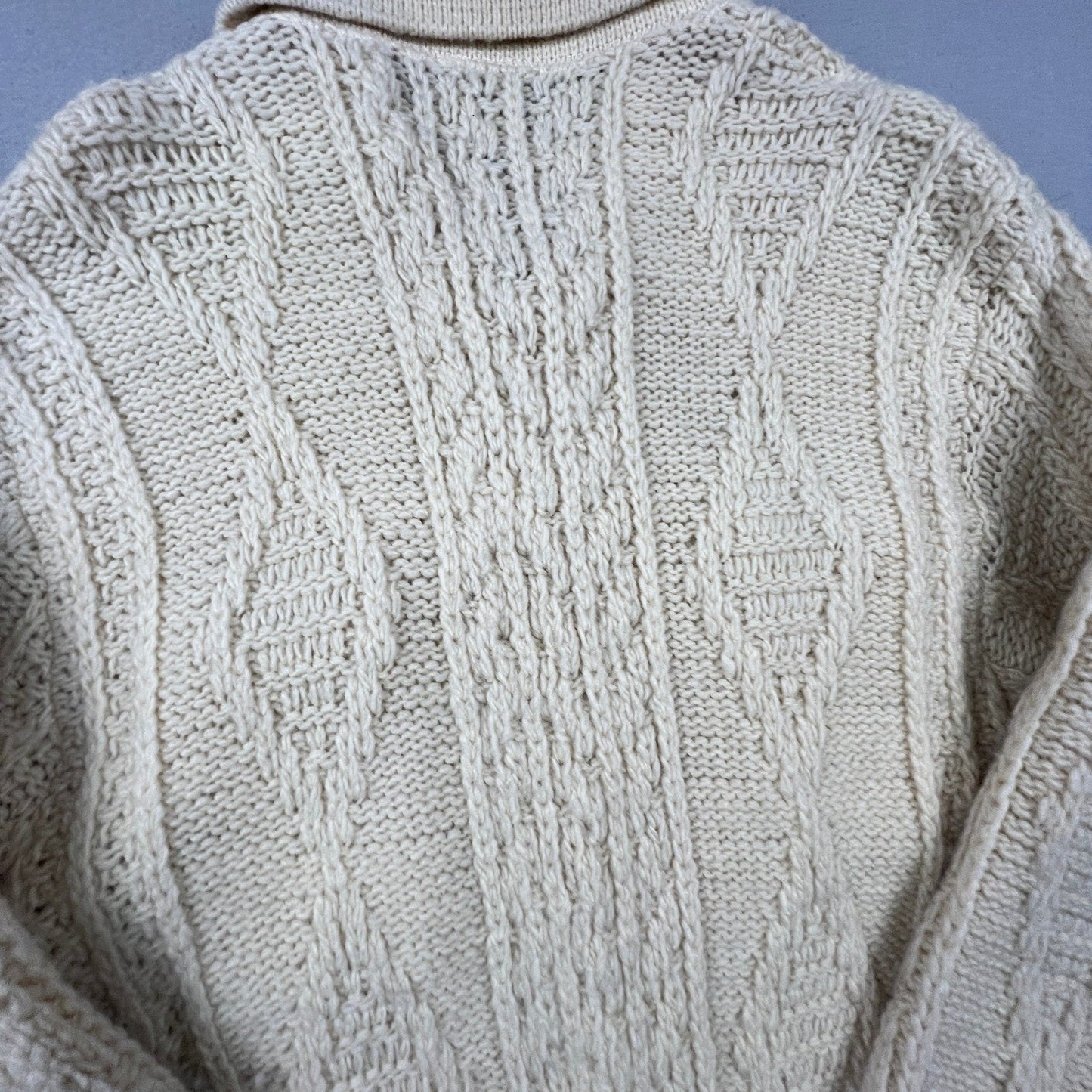 Vintage Pendleton Sweater Mens Large Cream Wool Cable Knit Aran Cardigan USA