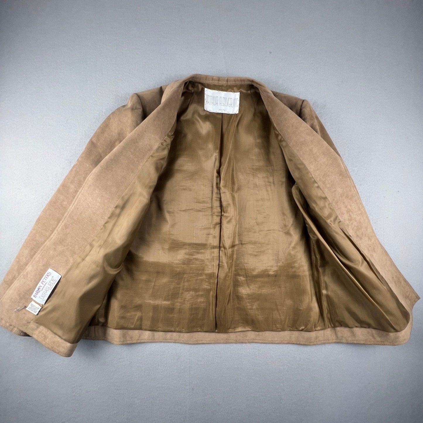 Vintage Ultrasuede Blazer Women Medium Tan Professional Baron Peters Luxury