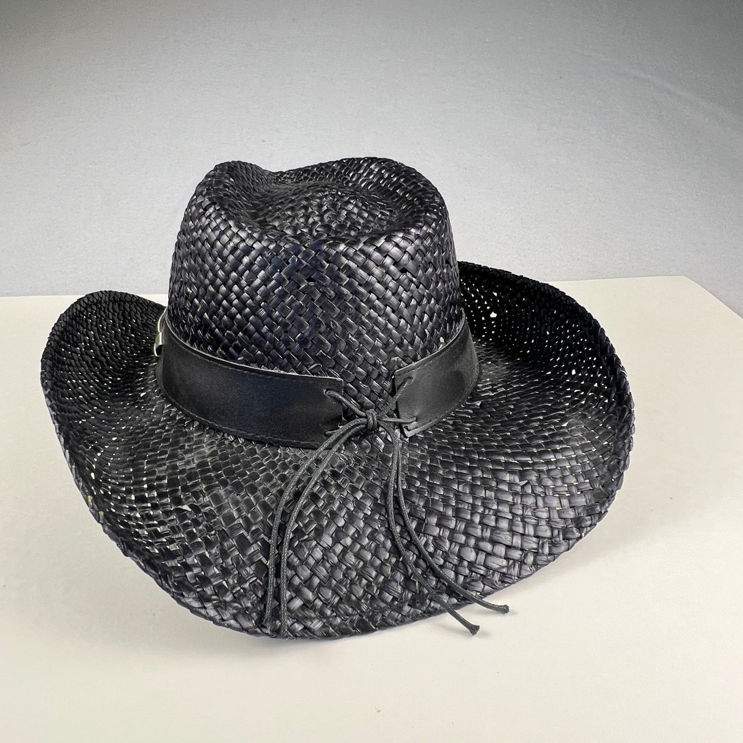 Peter Grimm Cowboy Hat Unisex OS Black Woven Straw Studded Band Western Festival