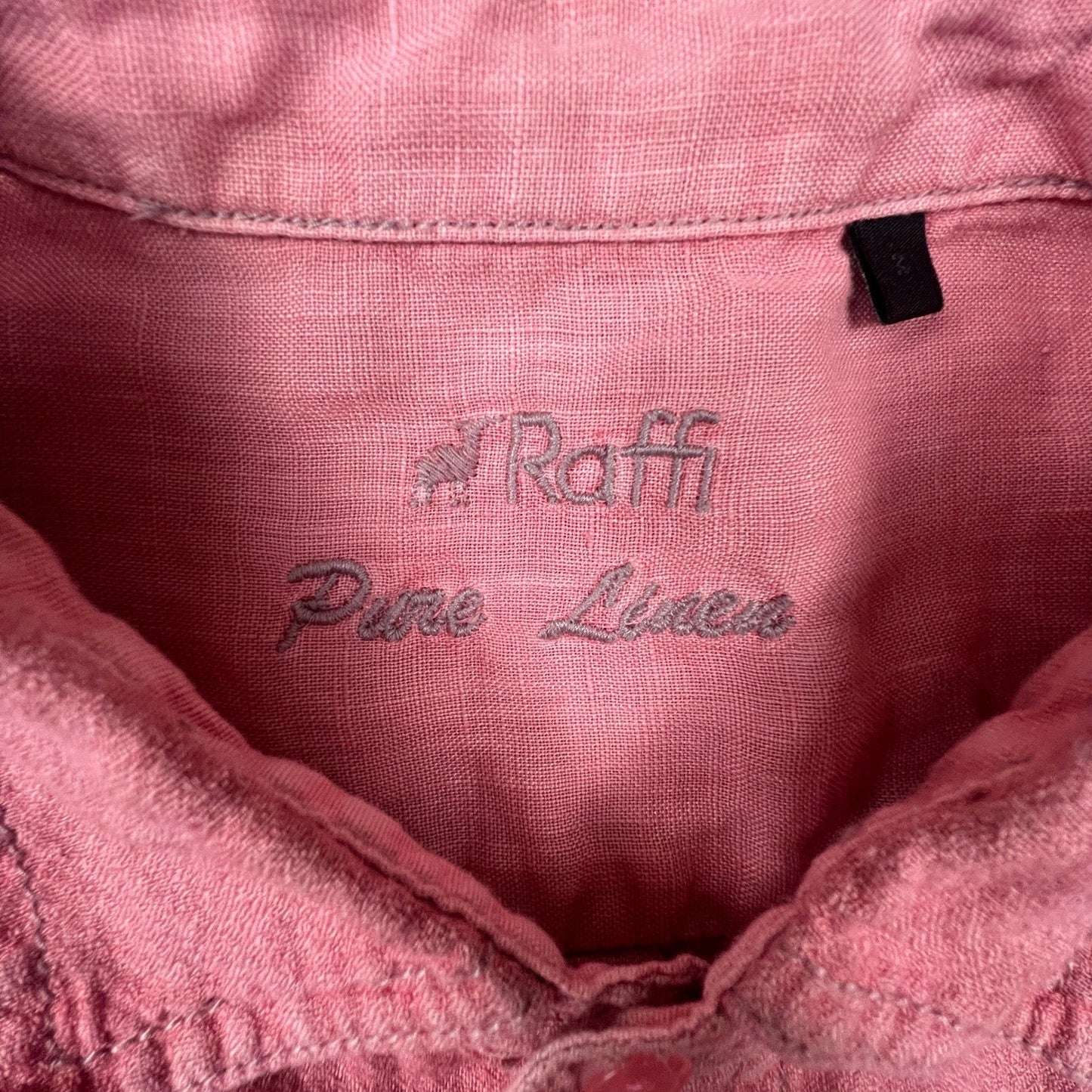 Raffi Button Down Shirt Womens Small Pink 100% Pure Linen Casual Summer