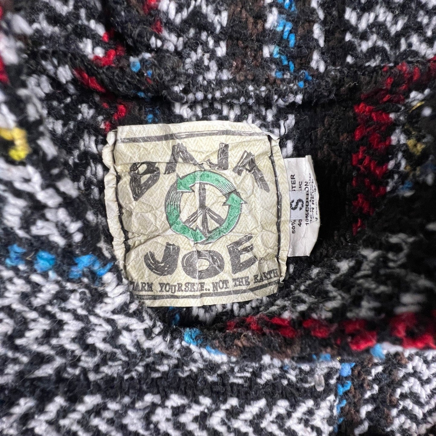 Baja Joe Hoodie Mens Small Striped Mexican Drug Rug Boho Surfer Pullover