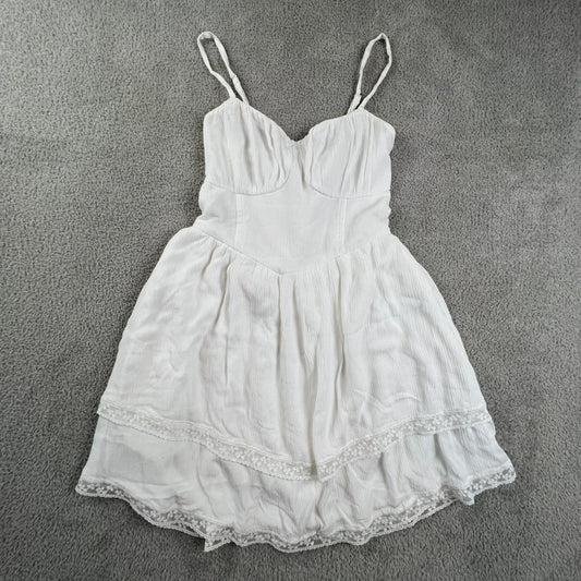Abercrombie & Fitch Mini Dress Cottagecore Boho Y2K Small White Lace