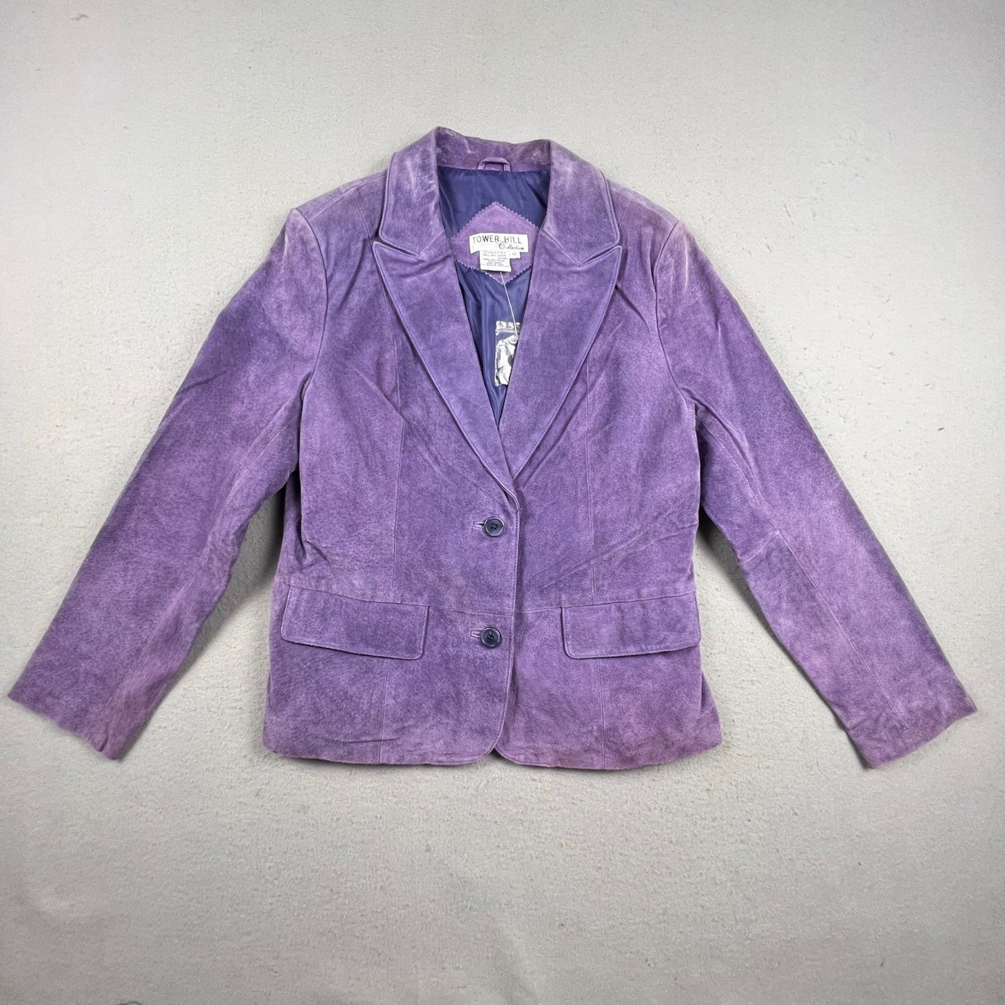Tower Hill Collection Suede Blazer Women 12 Purple Genuine Leather Vintage Coat