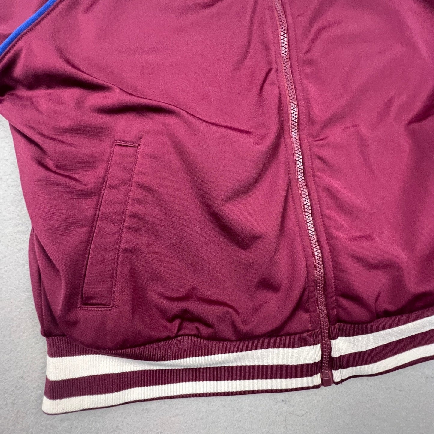 Champion Track Jacket Womens Large Maroon Logo Tape Full Zip Athletic Sporty