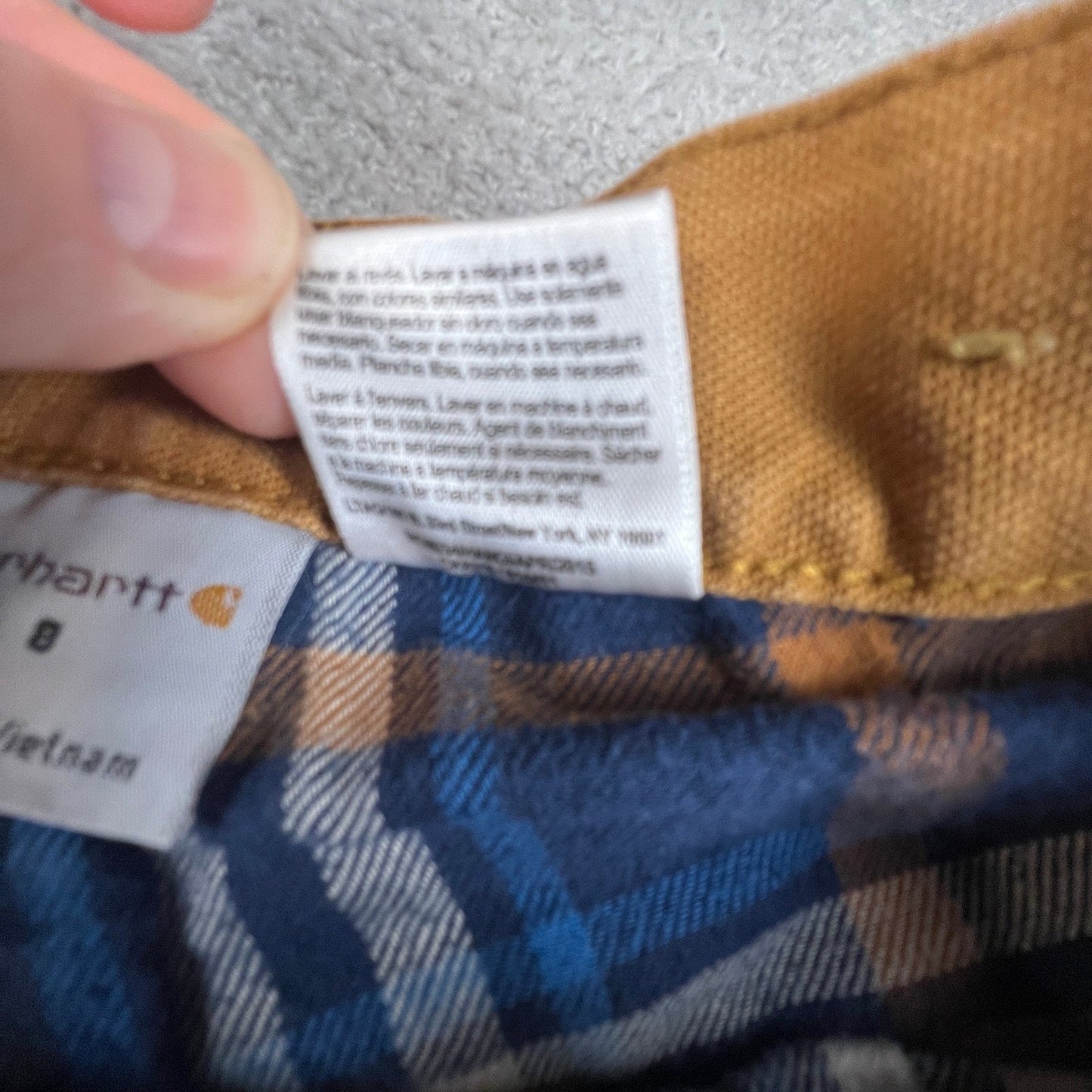 Carhartt Carpenter Pants Kids 8 Brown Flannel Lined Canvas Duck Workwear Utility