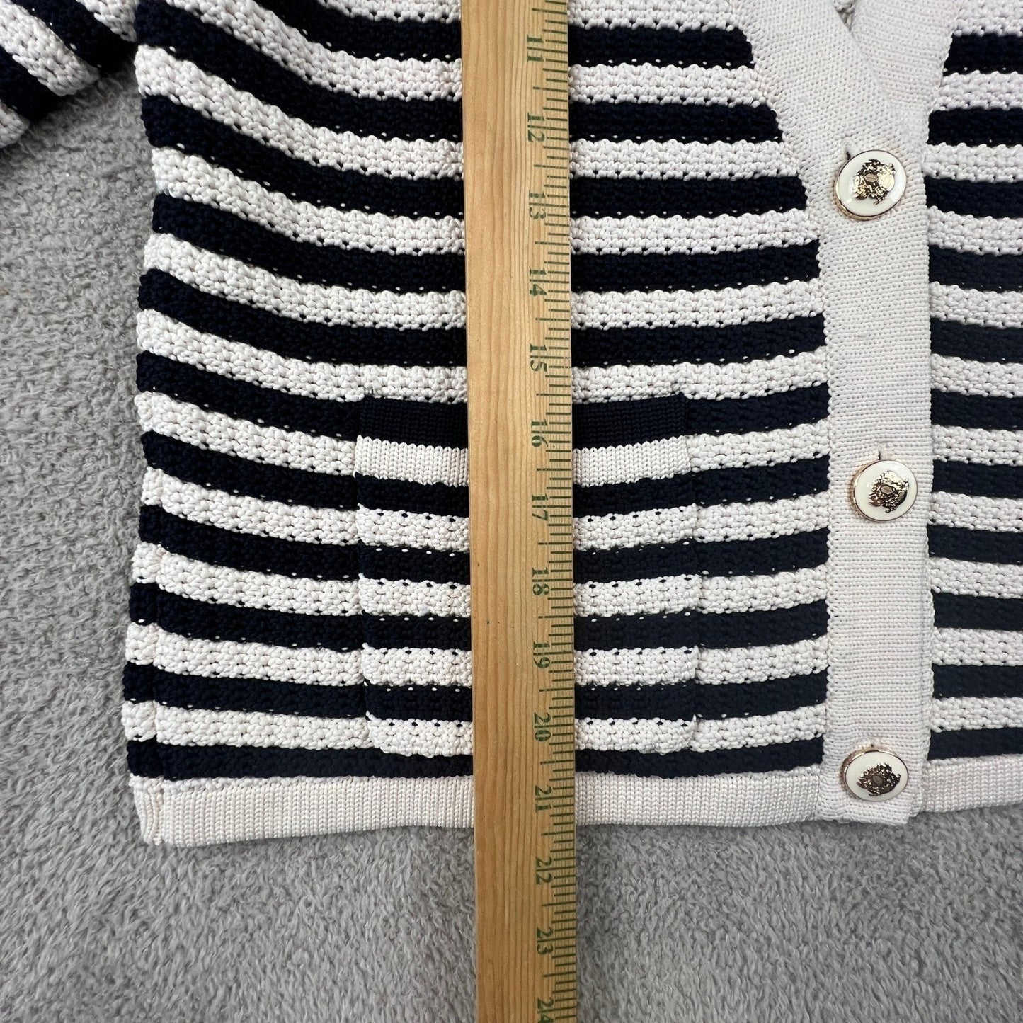 Sailor Chic Nautical Chunky Knit Striped V-Neck Sweater Talbot's Women's Medium