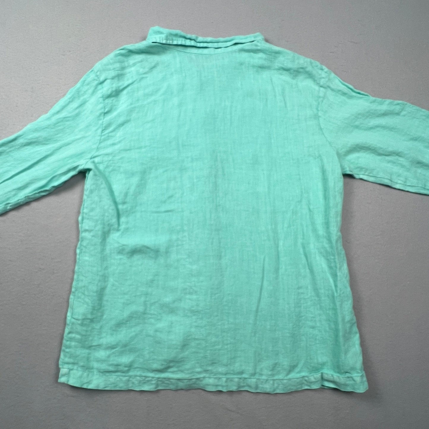 Fresh Produce Linen Button Down Shirt Womens L Seafoam Coastal Casual Summer