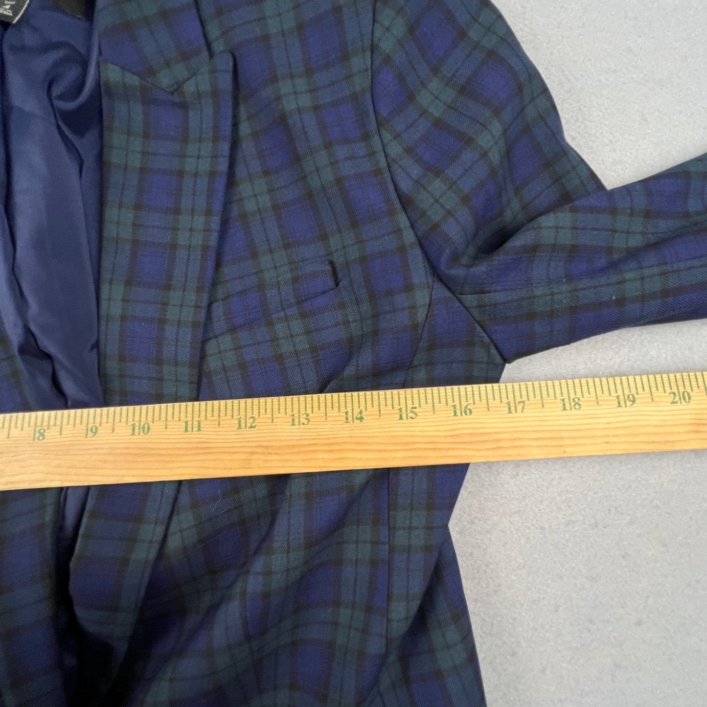 Banana Republic Classic Blazer Womens 4 Tall Navy Green Plaid Tailored Career