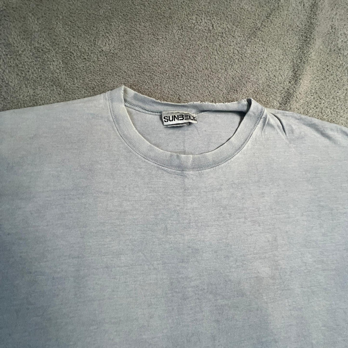 Vintage Sunbelt T-Shirt Mens XL Made in USA 90s 100% Cotton L/S Light Blue