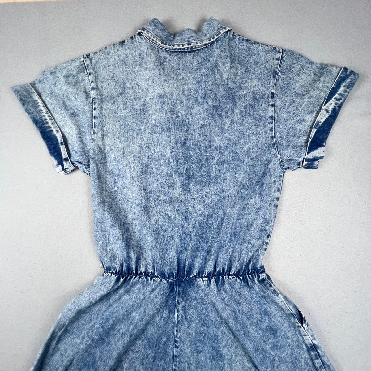 Ransom Denim Dress Women M Blue Acid Wash Button Front Midi 90s Vintage USA