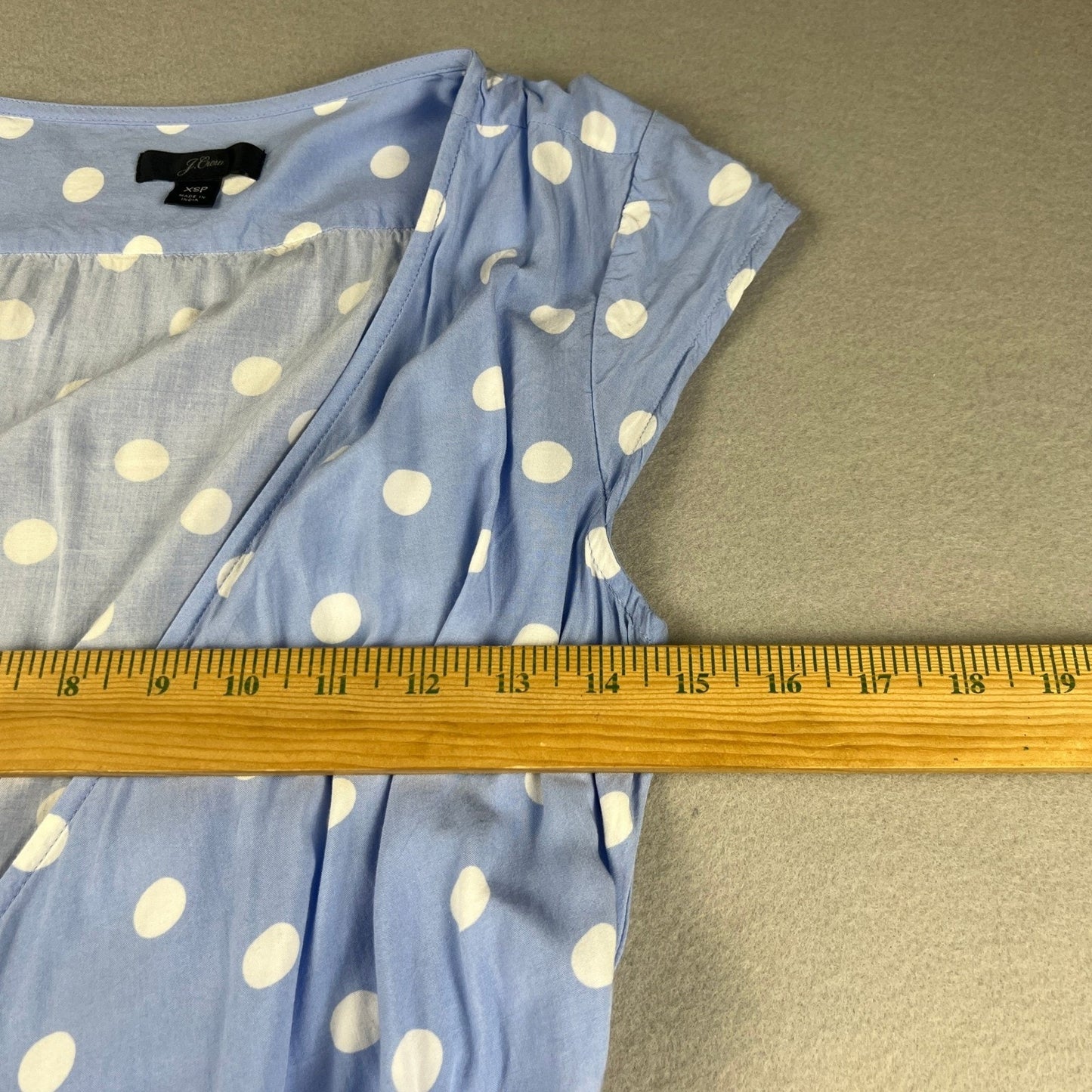 J.Crew Faux Wrap Dress Womens XSP Blue Polka Dot Midi Summer Casual Coquette