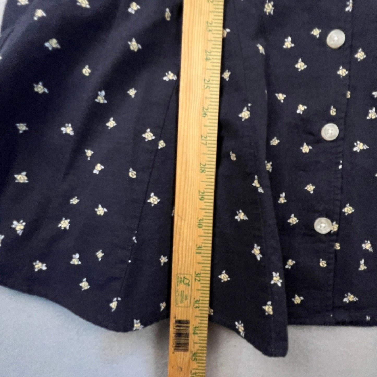 Floral Mini Dress Womens Medium Navy Blue Button Front Casual Universal Thread