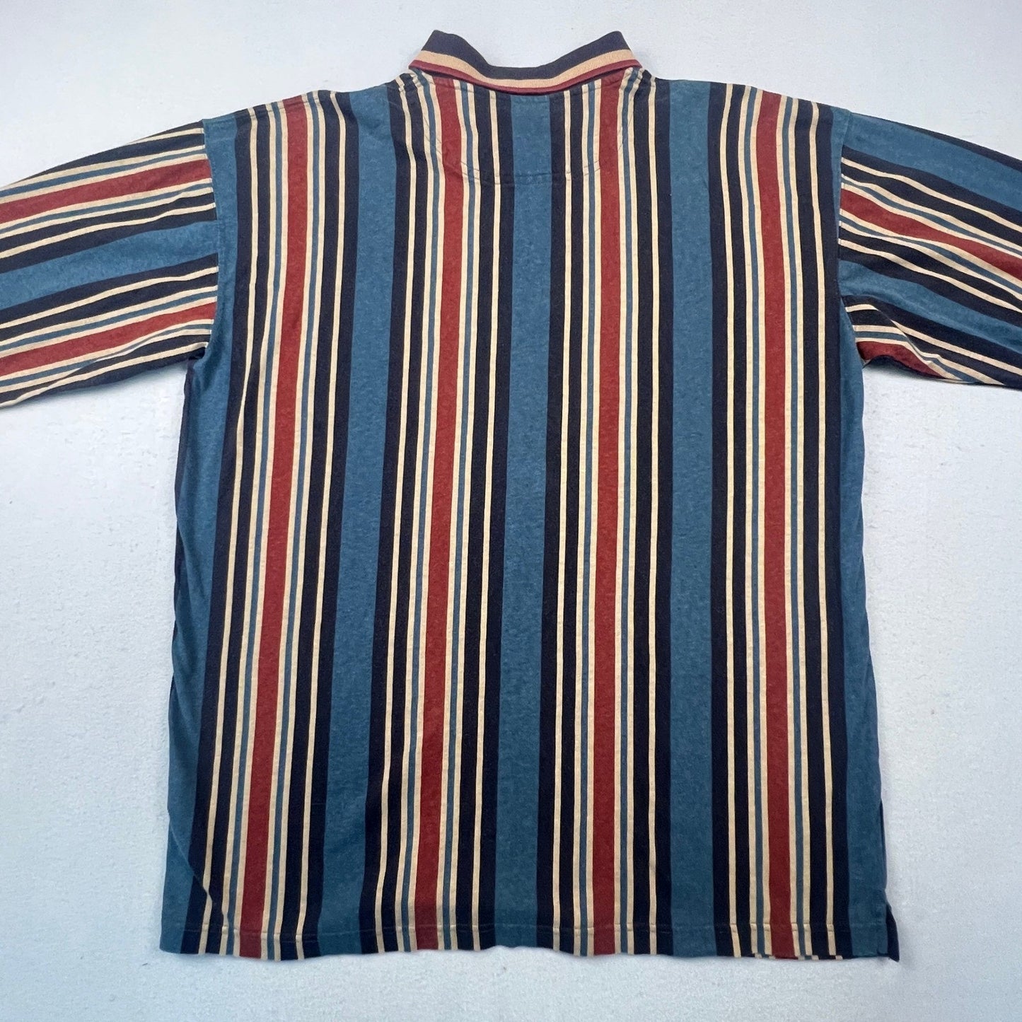 Duck Head Rugby Polo Shirt Mens XL Blue Red Striped Long Sleeve Preppy Retro