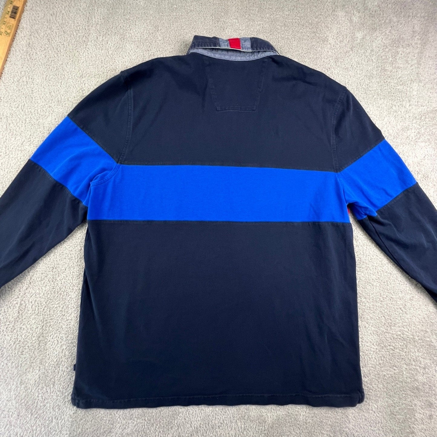 Nautica Long Sleeve Rugby Shirt Mens XXL Blue Sail Colorblock Navy Blue Red Y2K