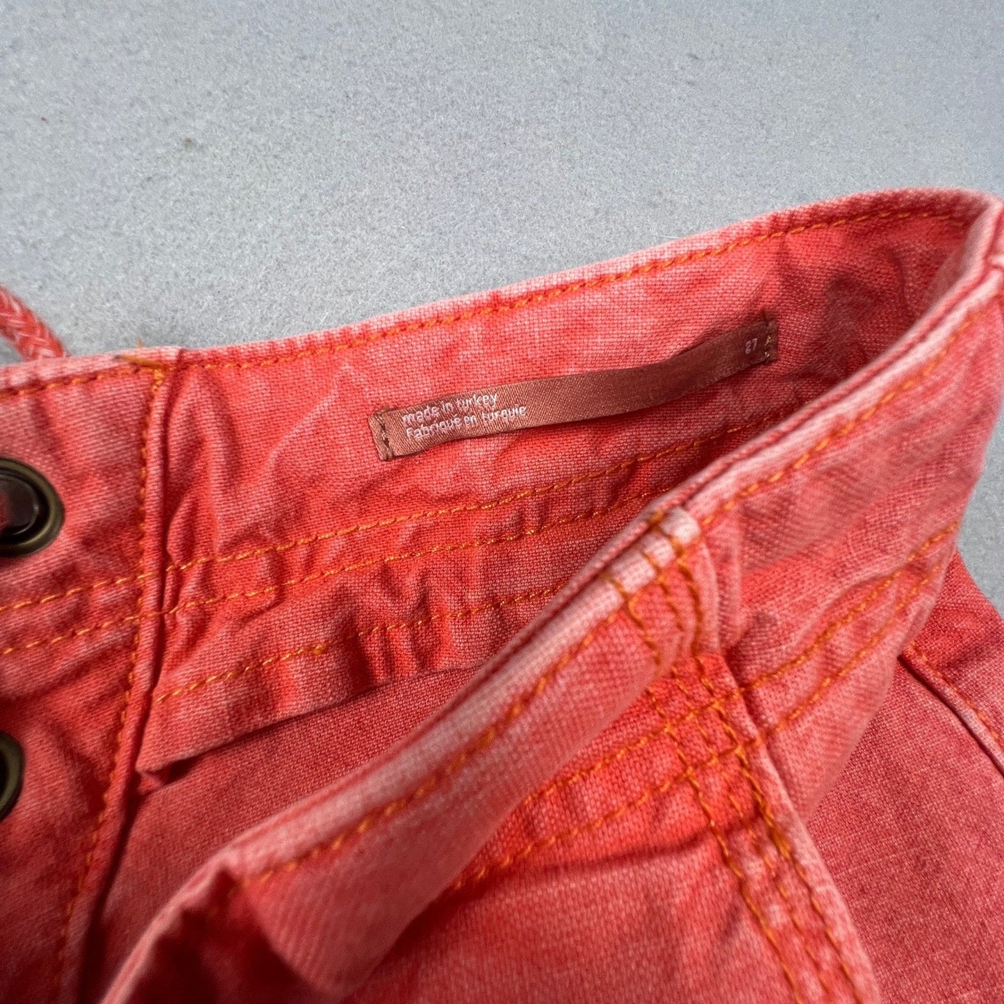 Pilcro Pants Women 27 Coral Wide Leg Button Fly Lace Up Back Boho Anthropologie