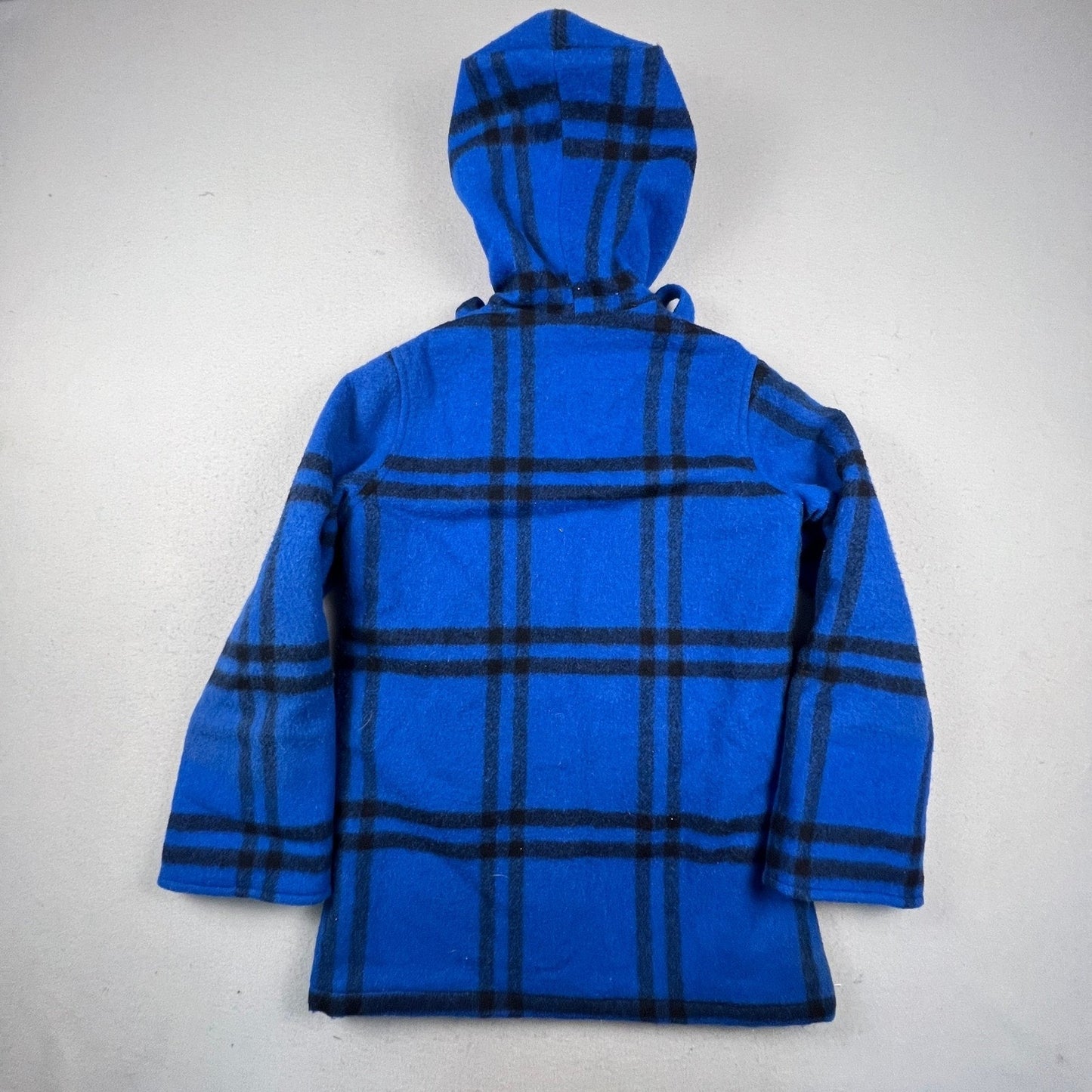 Woolrich Plaid Hooded Coat Womens Medium Blue Wool Blend Vintage Button Front