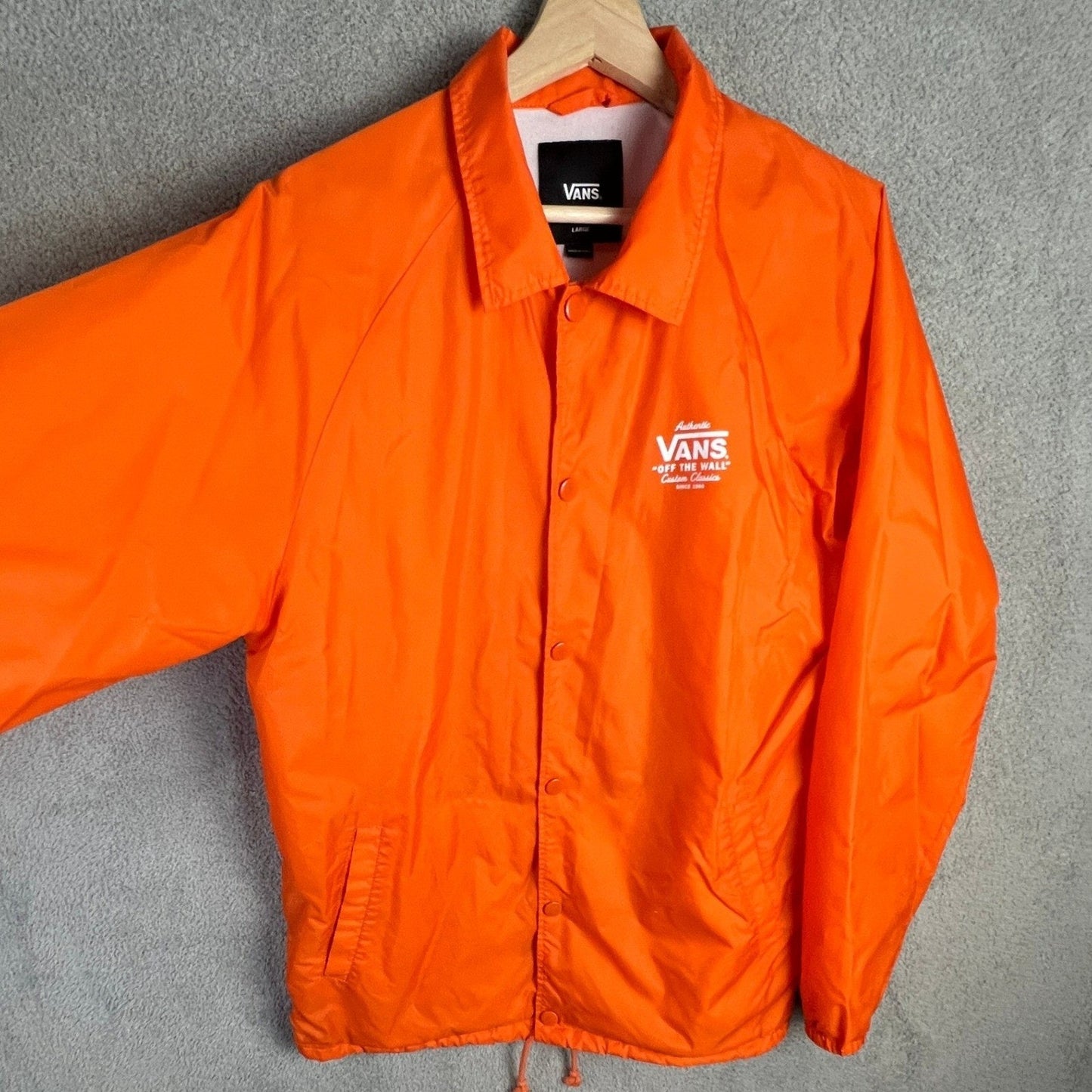 Vans Torrey Coaches Jacket Mens Large Orange Snap Button Windbreaker VN0002MUYDW