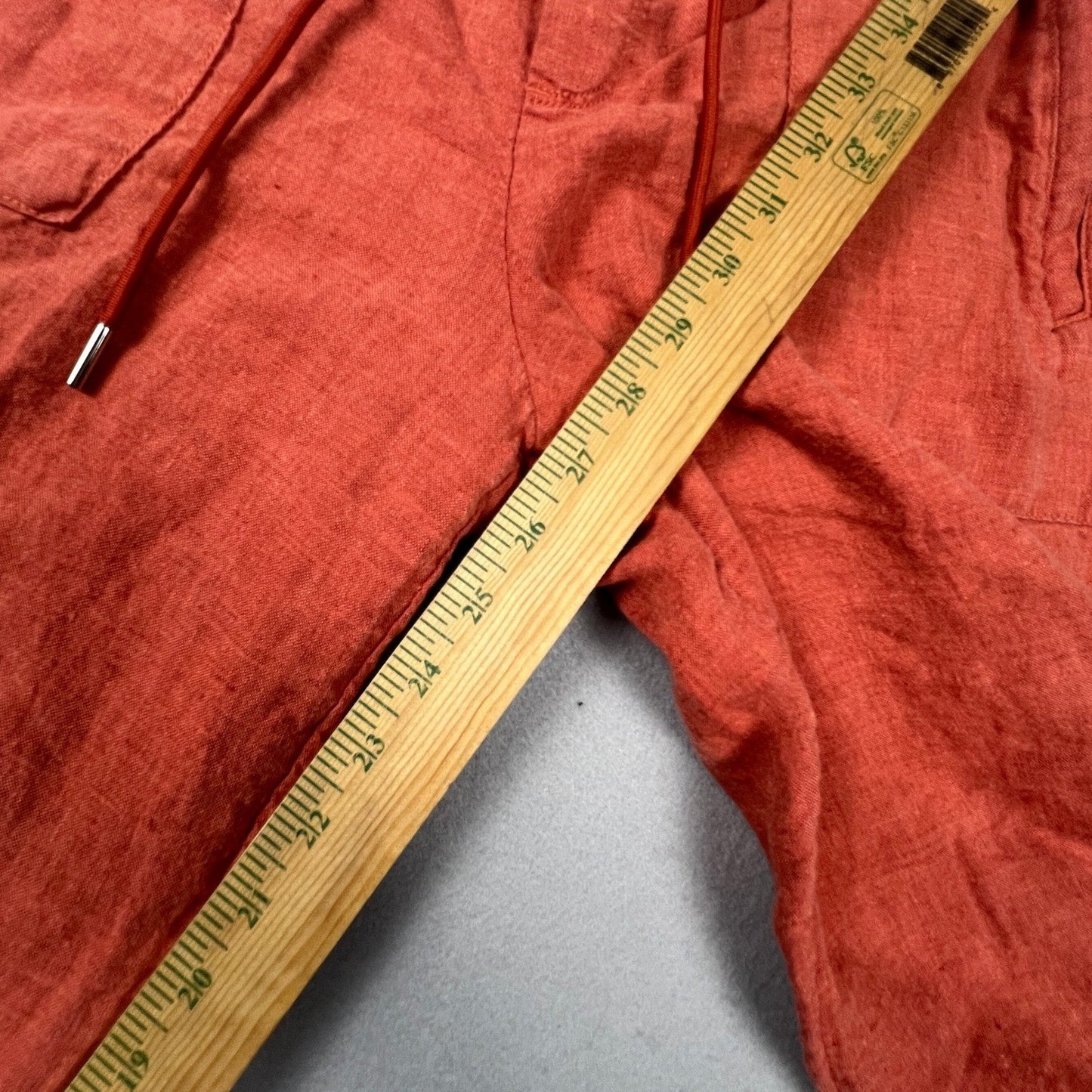 Athleta Cabo Linen Jogger Pants Womens 10P Orange Wide Leg Crop Casual Summer