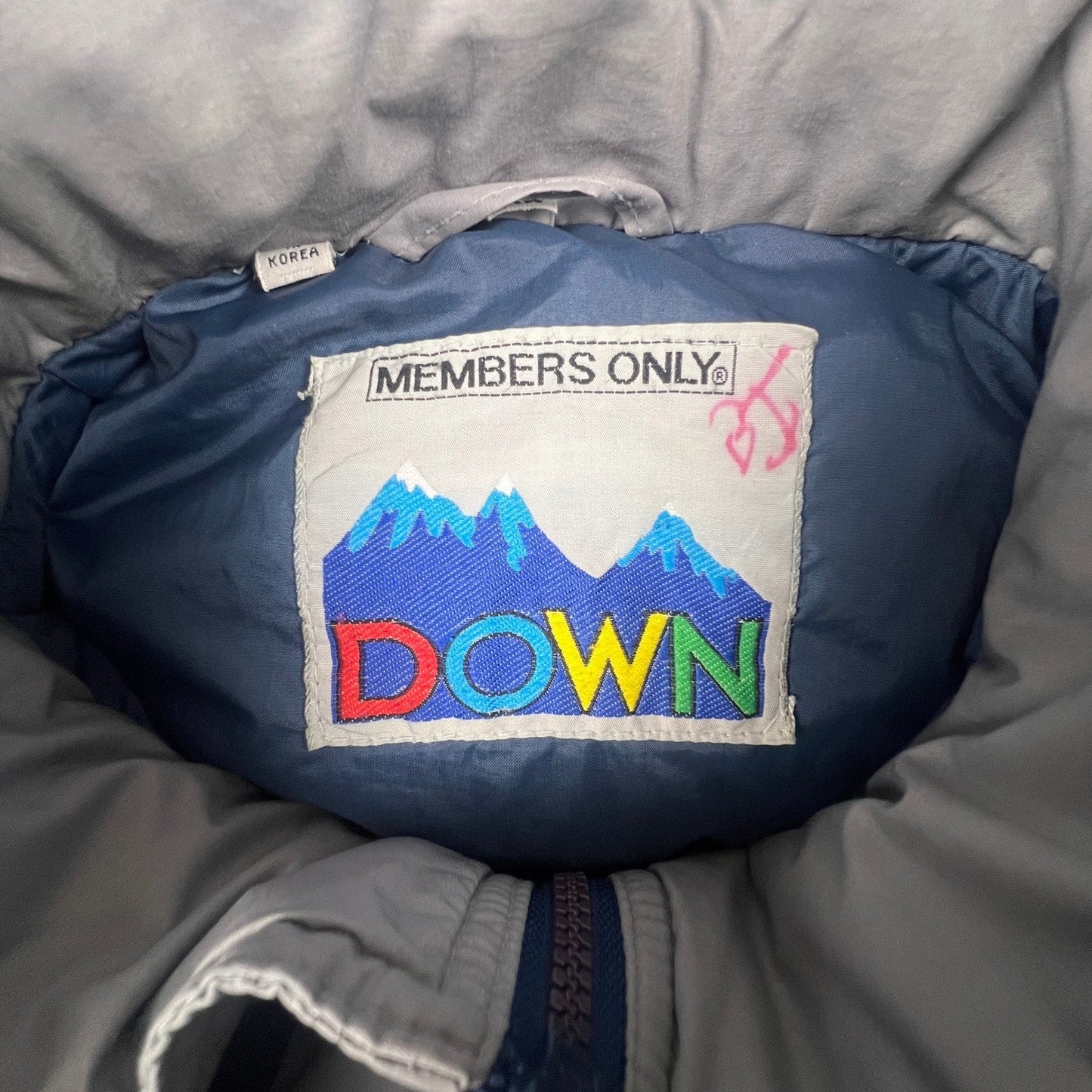 Members Only Down Puffer Jacket Mens XL Blue Vintage 80s Elbow Patches Ski Coat
