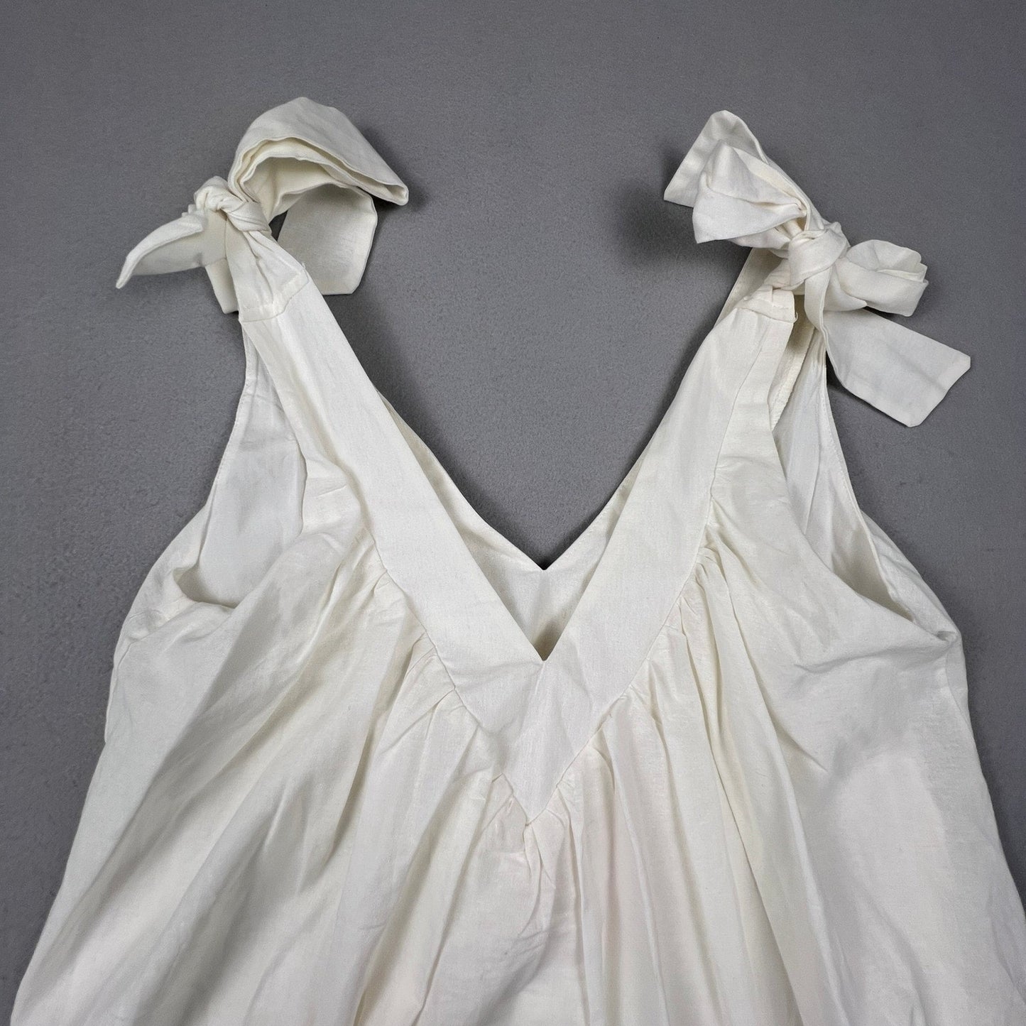 NWT Showpo Mini Dress Womens 6 White Tie Shoulder Cotton Babydoll Summer Boho