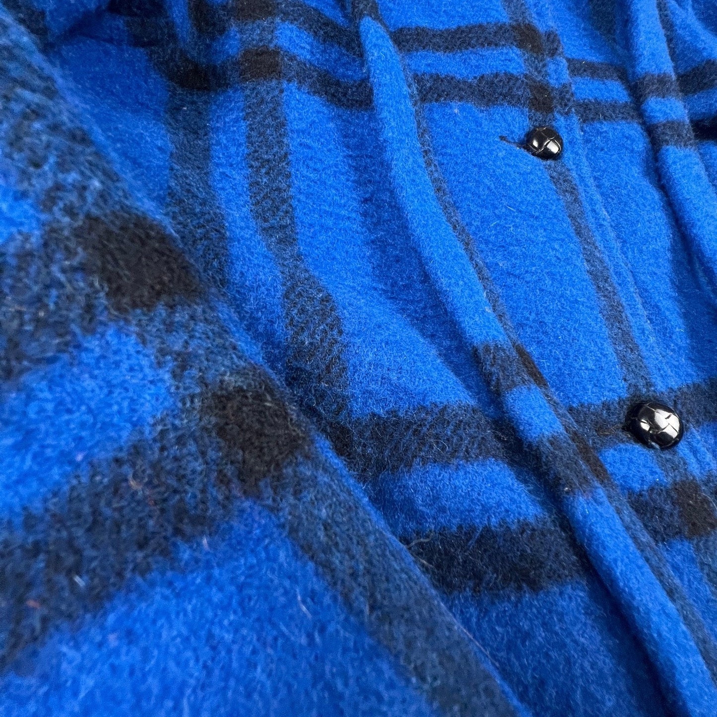 Woolrich Plaid Hooded Coat Womens Medium Blue Wool Blend Vintage Button Front