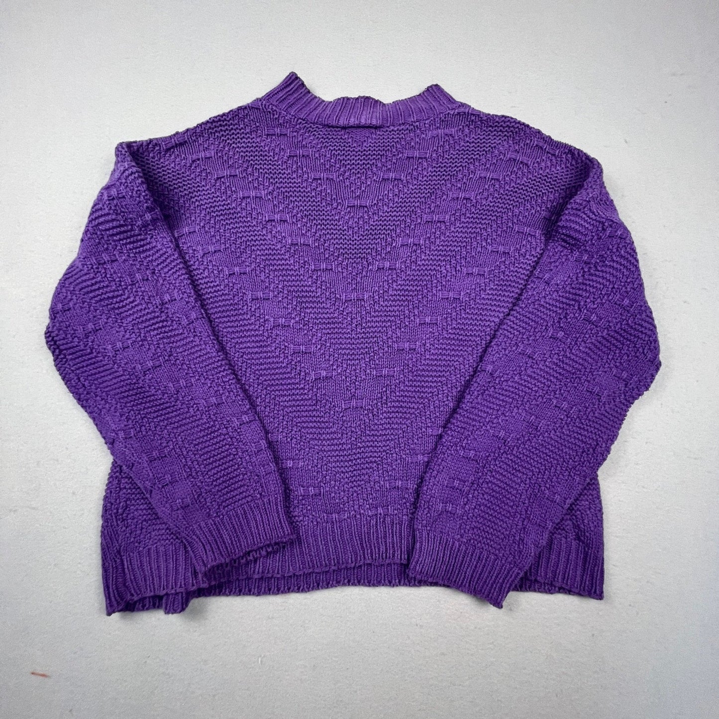 VTG L.S.A. Classics Knit Sweater Womens XL Purple Textured Cotton USA Made