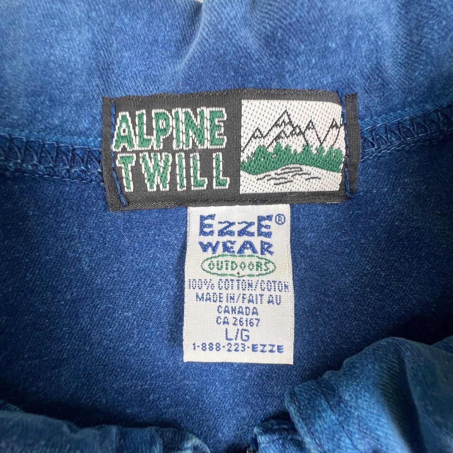 Vintage Ezze Wear Alpine Twill Jacket Large Blue Cotton Full Zip Workwear Coat