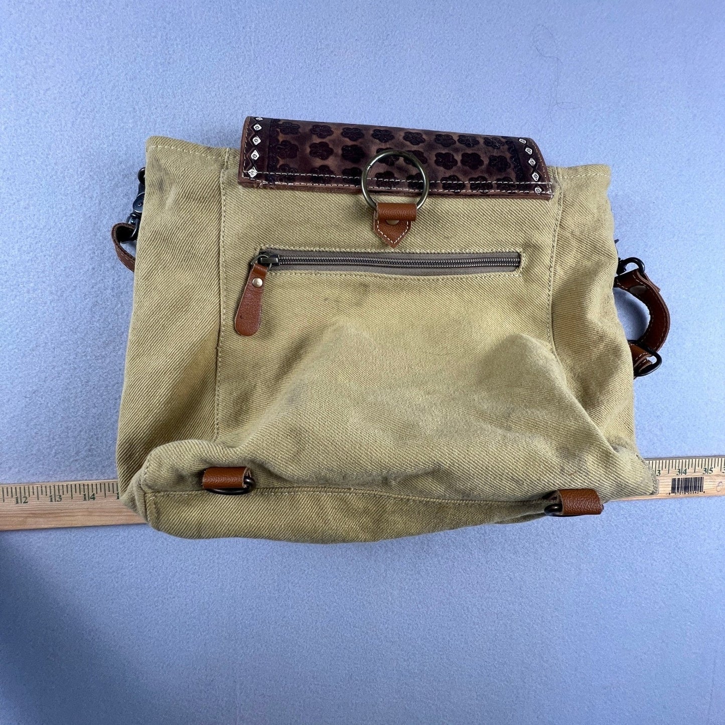 Myra Bag Western Crossbody Tooled Leather Canvas Aztec Boho Shoulder Bag