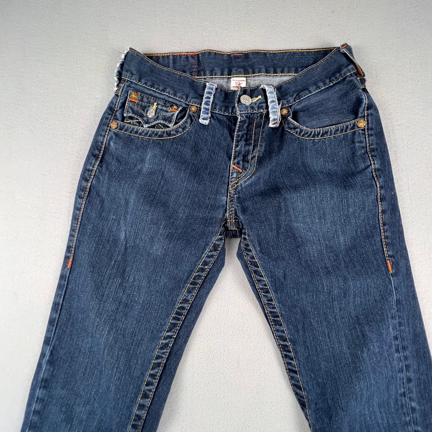 True Religion Skinny Jeans Womens 25 Dark Wash Low Rise Horseshoe Y2K Denim