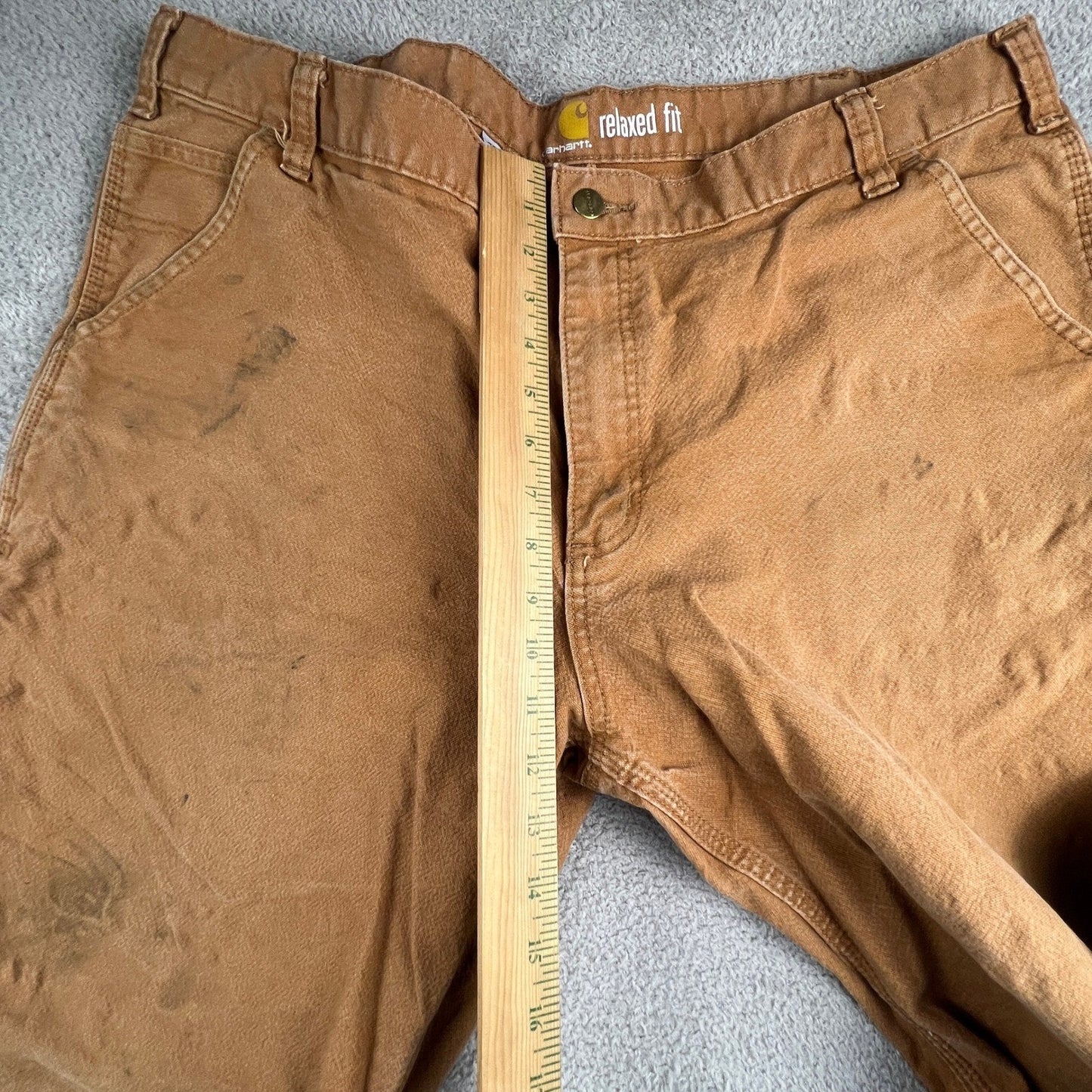 Carhartt Carpenter Pants Mens 42x32 Brown Relaxed Fit Workwear Canvas Utility