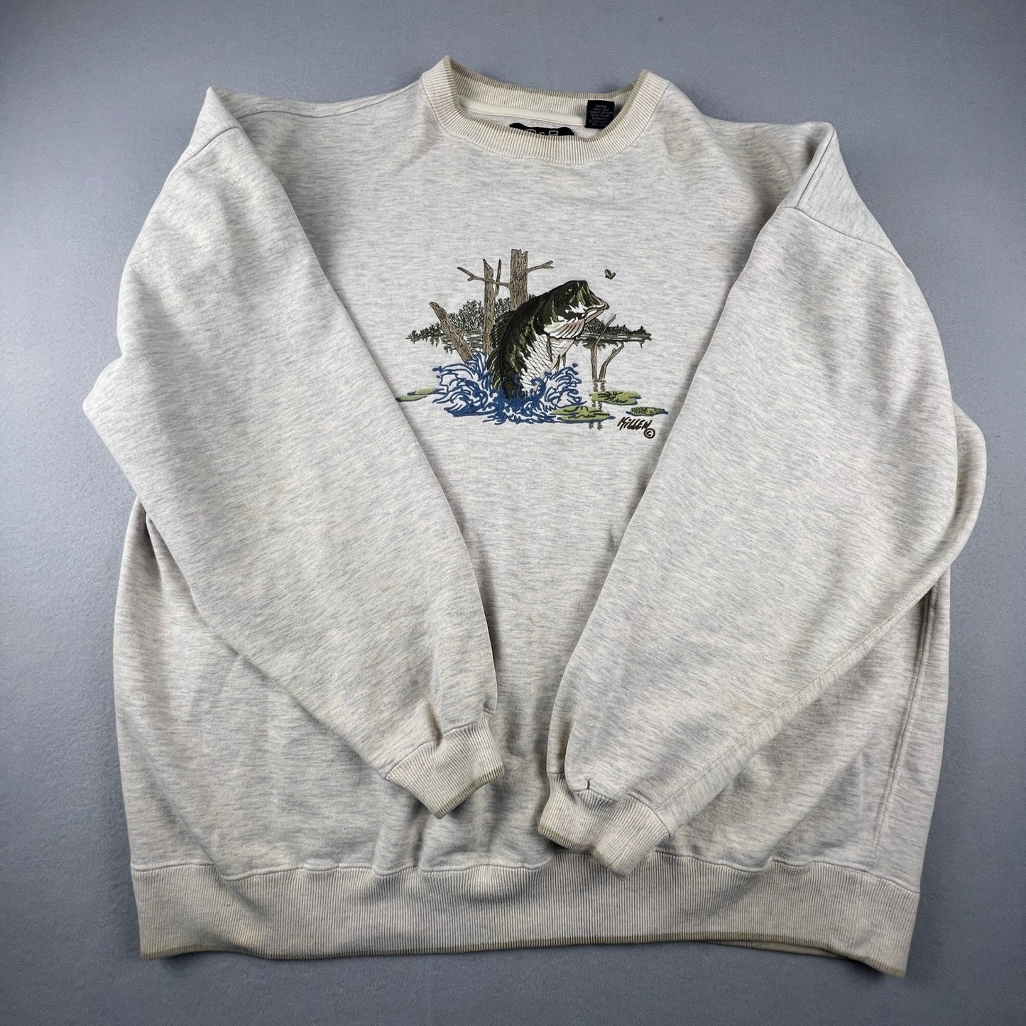VTG C&B Sport Sweatshirt Mens XXL Gray Bass Fishing Embroidered Cabin Woods Camp