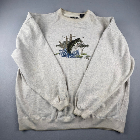 VTG C&B Sport Sweatshirt Mens XXL Gray Bass Fishing Embroidered Cabin Woods Camp
