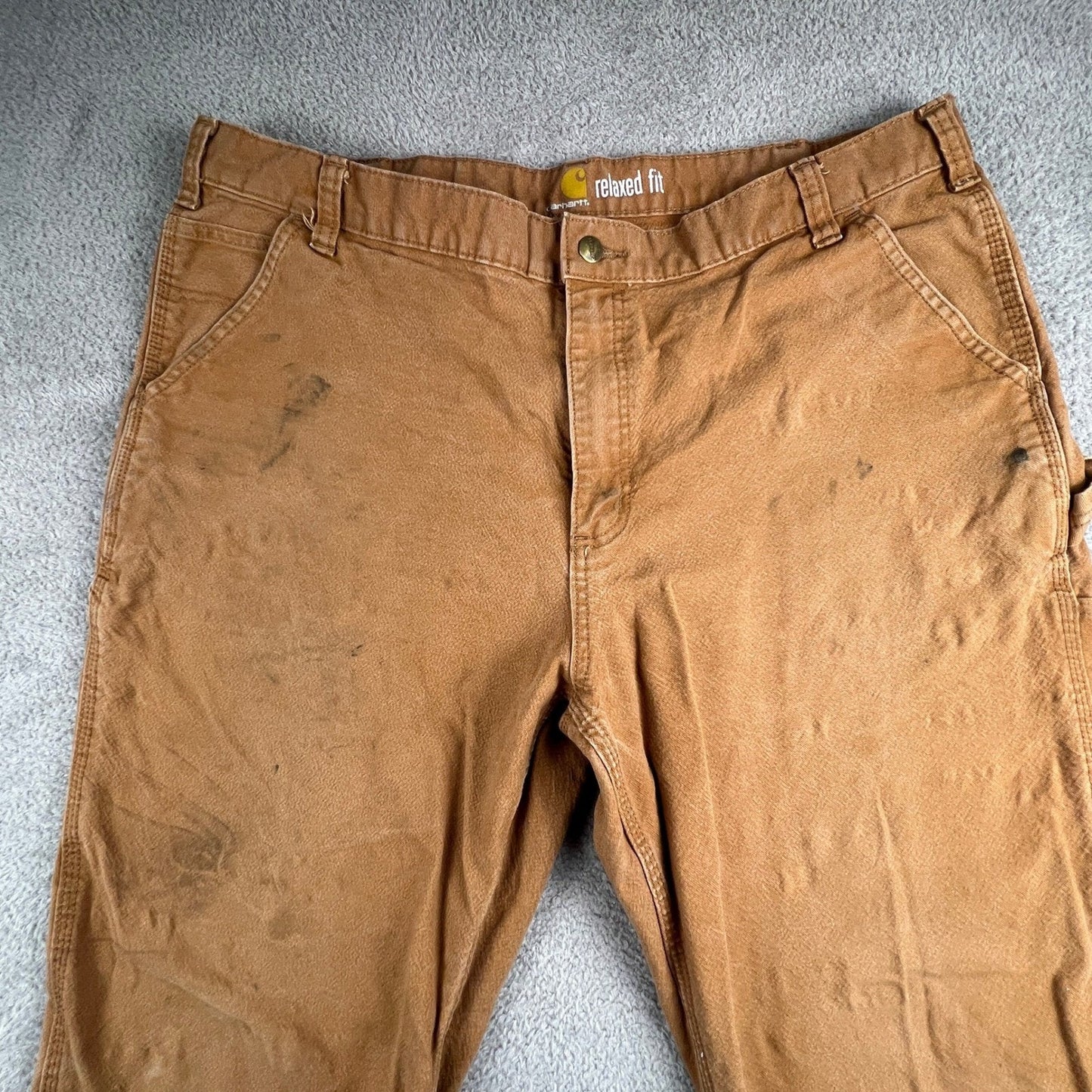 Carhartt Carpenter Pants Mens 42x32 Brown Relaxed Fit Workwear Canvas Utility