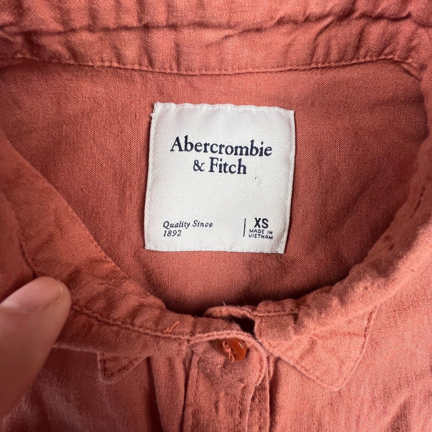 Abercrombie & Fitch Womens Romper XS Linen Blend Utility Terracotta Jumpsuit