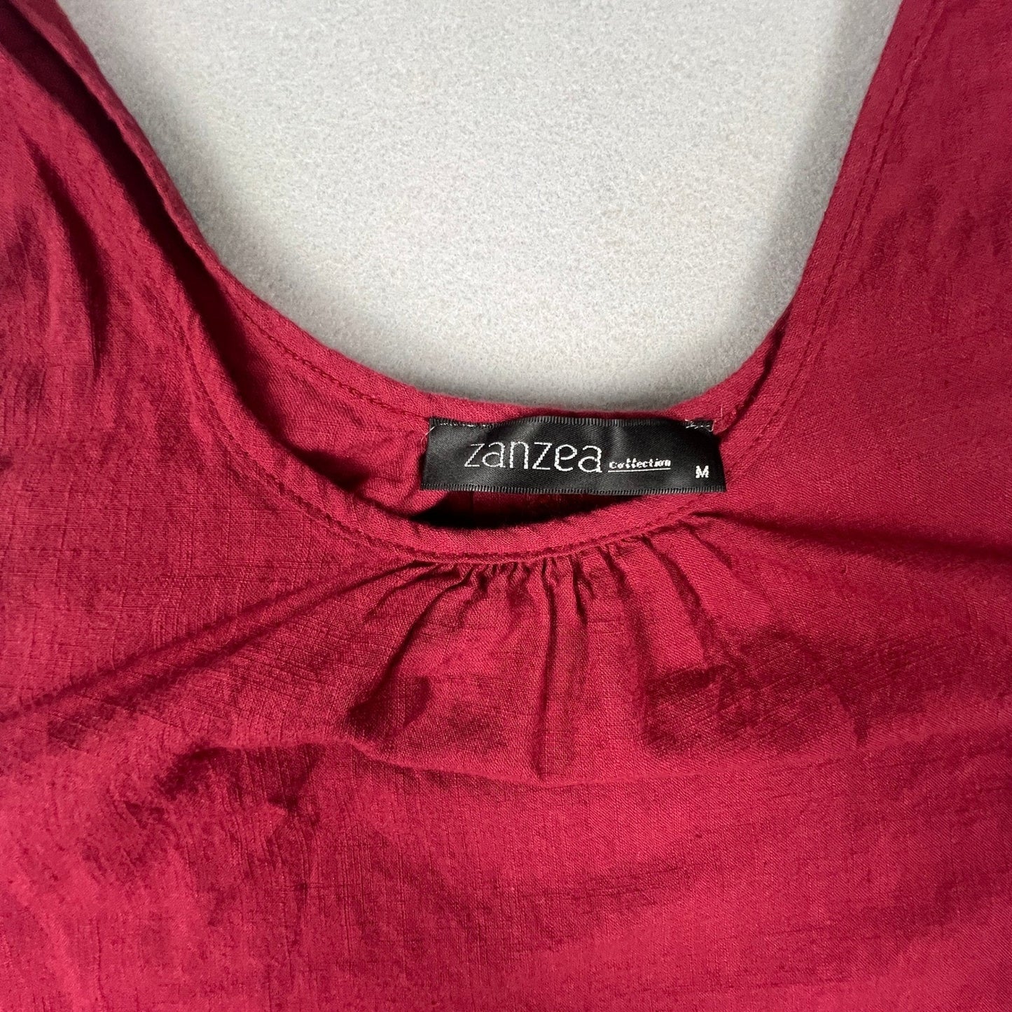 Zanzea Maxi Dress Womens M Red Sleeveless Cotton Blend Boho Lagenlook Pocket