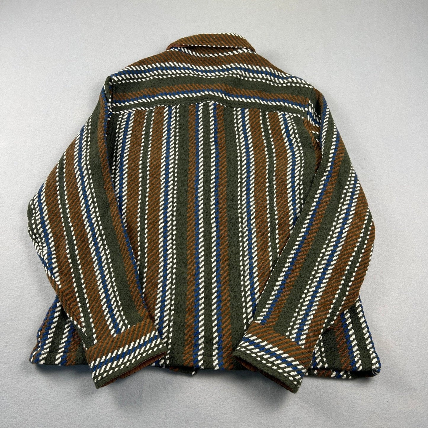 100% Cottong BDG Woven Shirt Jacket Mens Medium Green Striped Heavy Boho Workwear