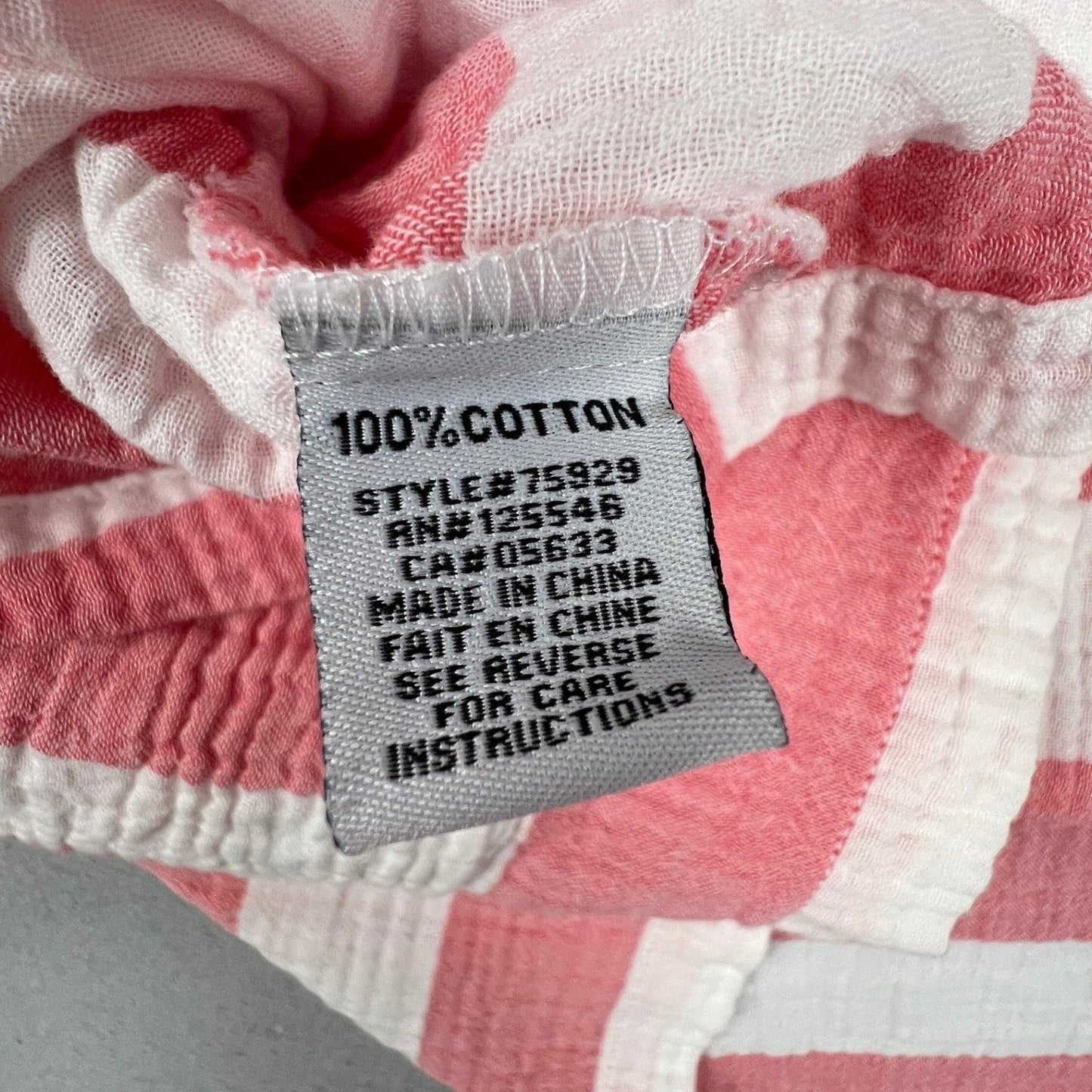 Habitat Top Women L Pink White Striped Cotton Gauze 3/4 Sleeve Pocket 75929